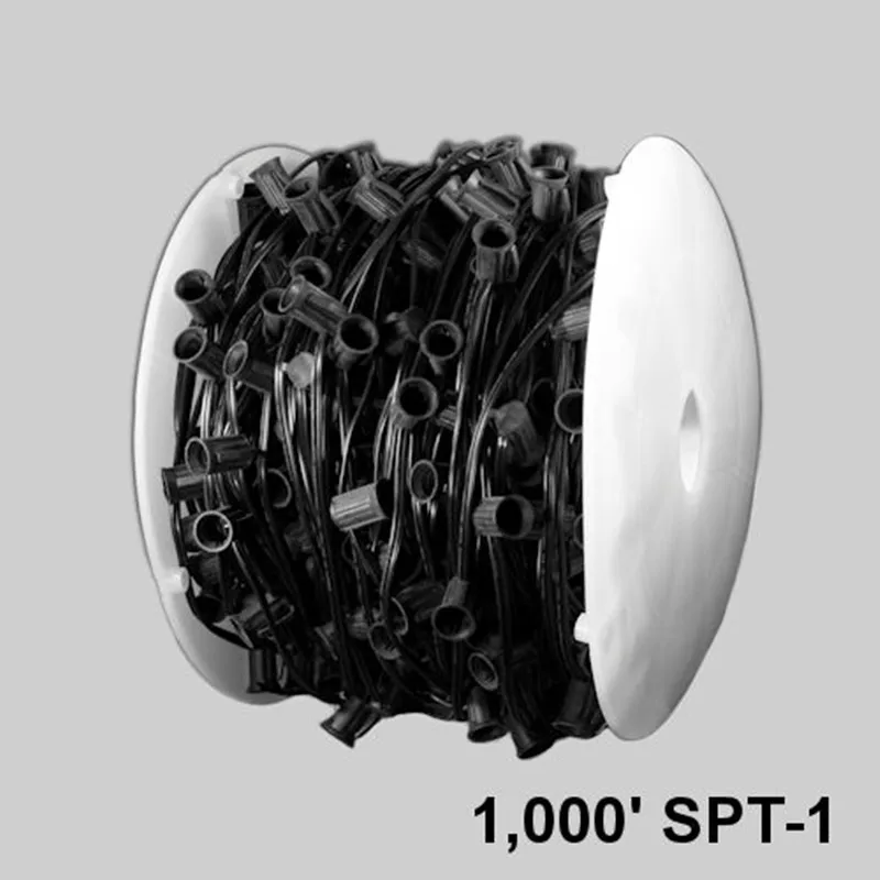 1000ft 12 inches Spacing Spt-1 spt-2 18AWG/2 Cords C9 Spool Socket Wire String Lights
