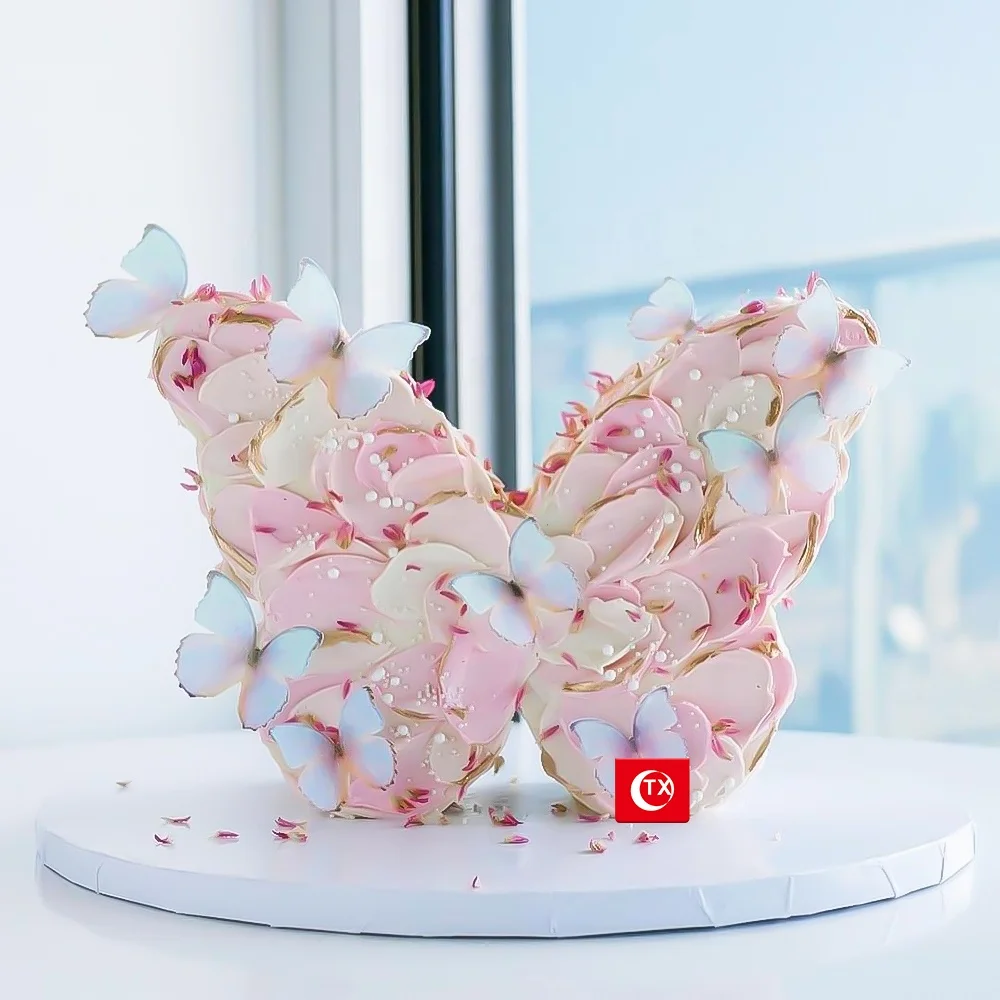 TX Acrylic Butterfly Cake Board Guide Edge Shape Baking Tools Acrylic Ganache Disc Cake Essentials Kit For Smooth Buttercream