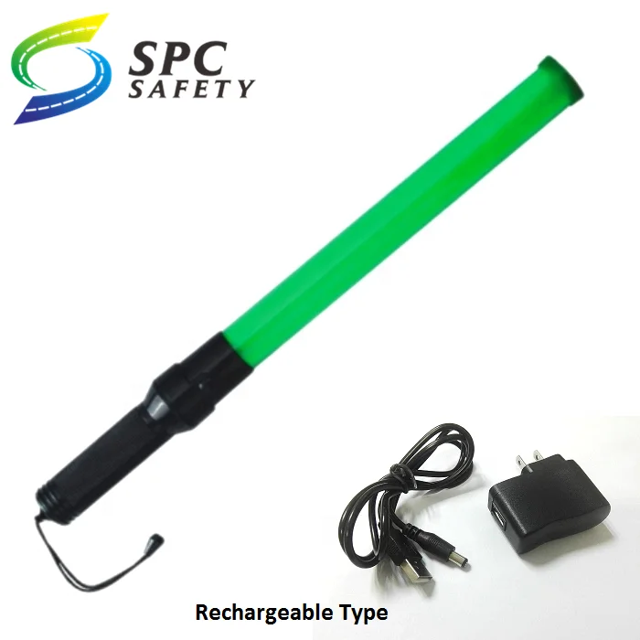 Hot Selling Green Led flashing signal light stick rechargeable Roadway traffic control guide safety batons for sales