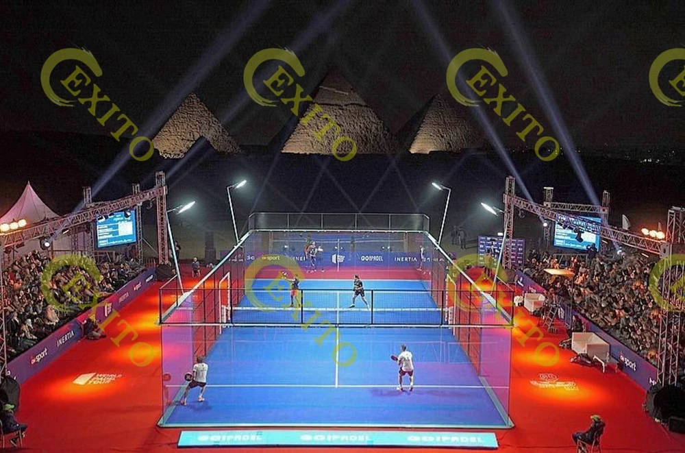 EXITO 100*100*3MM Hot Dip Galvanized Technology 12 MM Tempered Glass Factory Wholesale Panoramic Padel Tennis Court