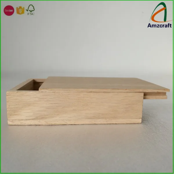 Natural Color Oak Wooden Keepsake Box Sliding Lid USB Gift Packaging Solution