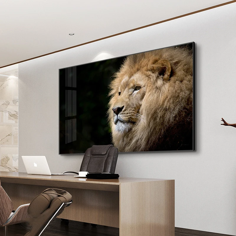 Living Room Lion Decorative Painting Animal Mural Bedroom Lion Black and White Wall Art Office Tiger Background Wall Painting