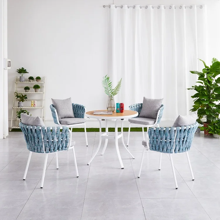 Rope Table And Chairs Aluminium Rope Garden Furniture French Bistro Outdoor Table And Chairs