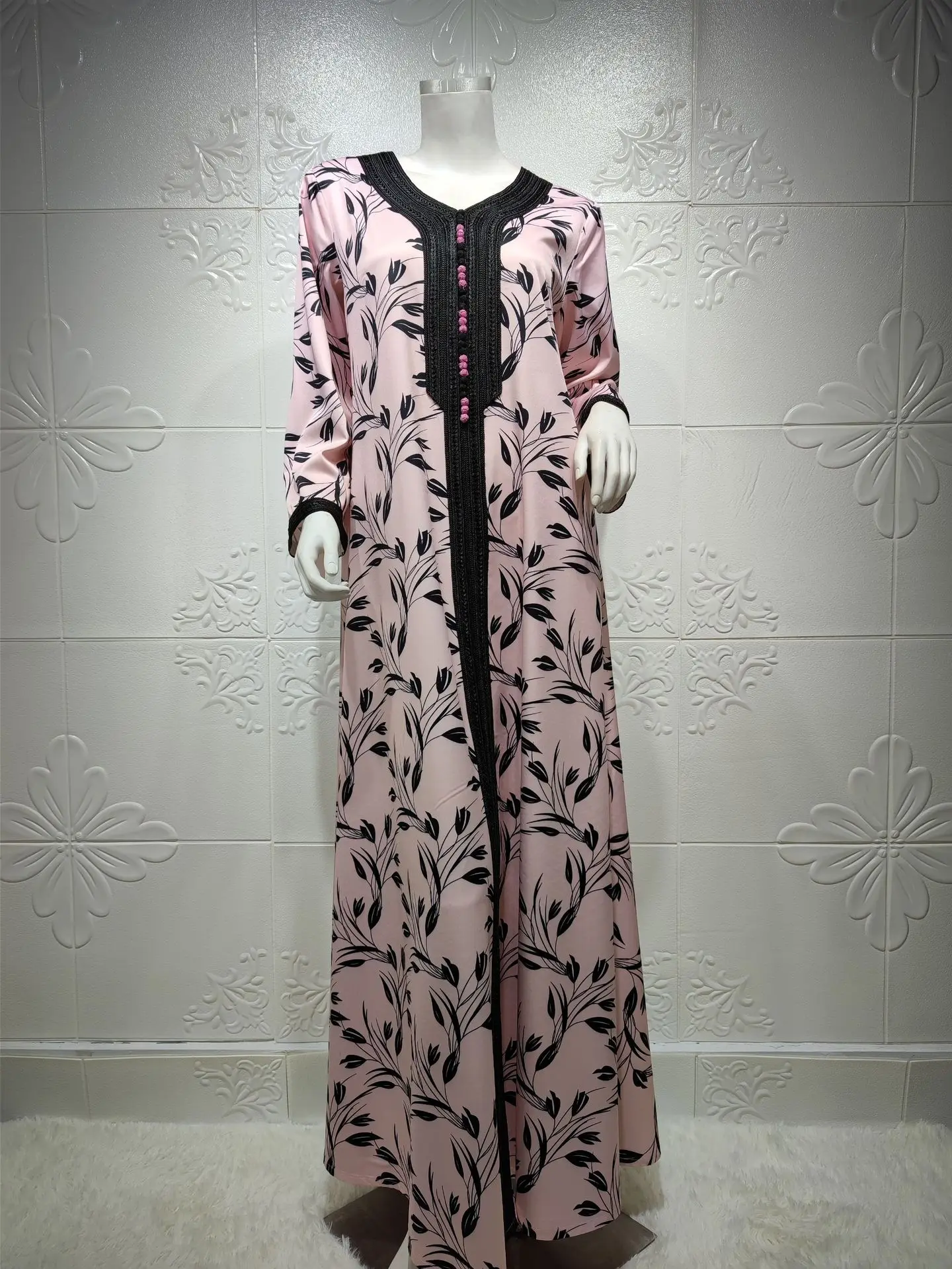  1308 мусликло Рамадан платье с цветочным принтом абайя Дубай мусульманский Средний Восток женщин