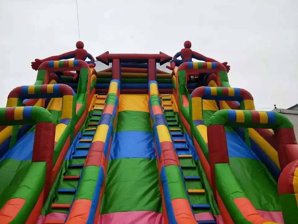 Commercial 3 lane Inflatable Dry Slide Bouncer Combo Inflatable Rainbow Jungle Slide for party rent