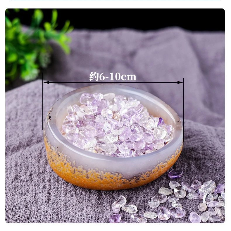 Natural Brazil Agate Bowl with Natural Original Color Healing Stone Degaussing Gravel Bowl