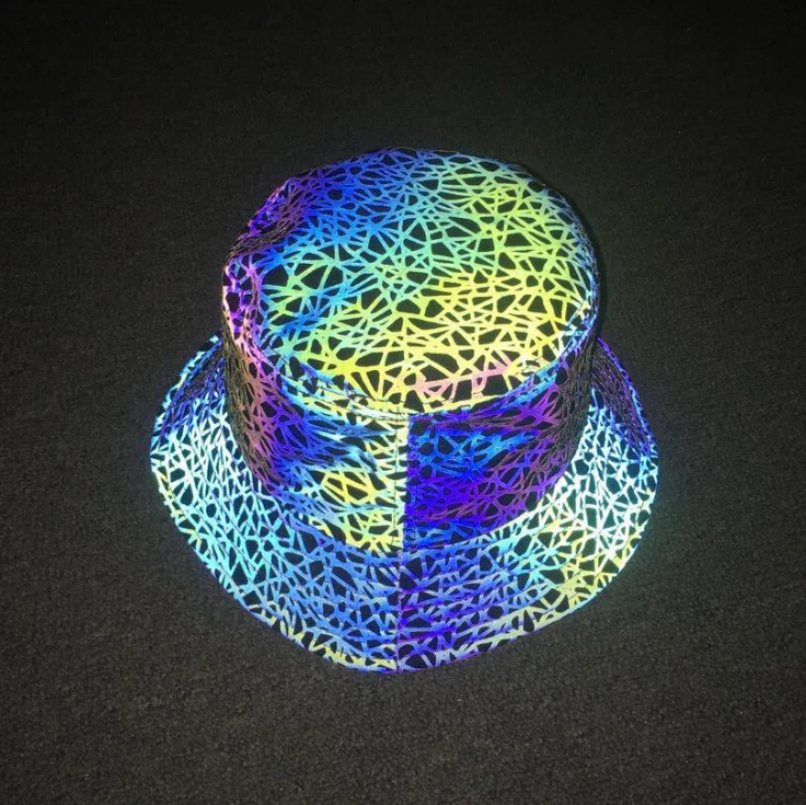 high visibility safety unstructured rainbow color printing reflective hat washable fluorescent hunting reflect sunscreen hats