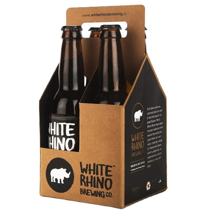 Крафт-бумага из гофрированного картона, 4 упаковки, коробка для бутылок, контейнеры для пива и вина