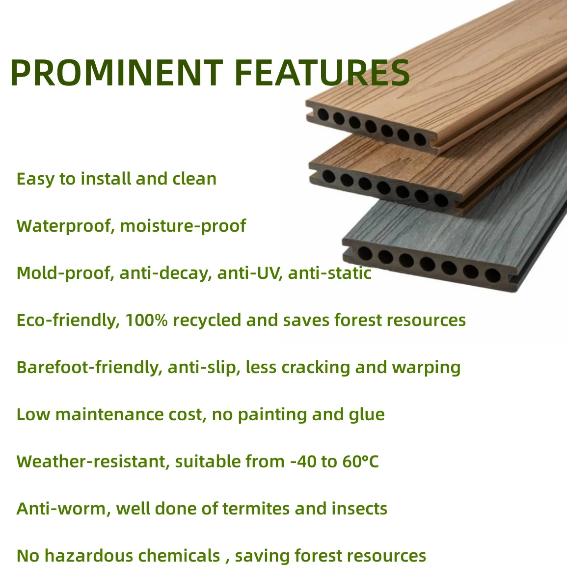 Tercel New Technology Co-extrusion WPC Decking Floor Cheap Price Anti-UV Co-extruded Composite Decking