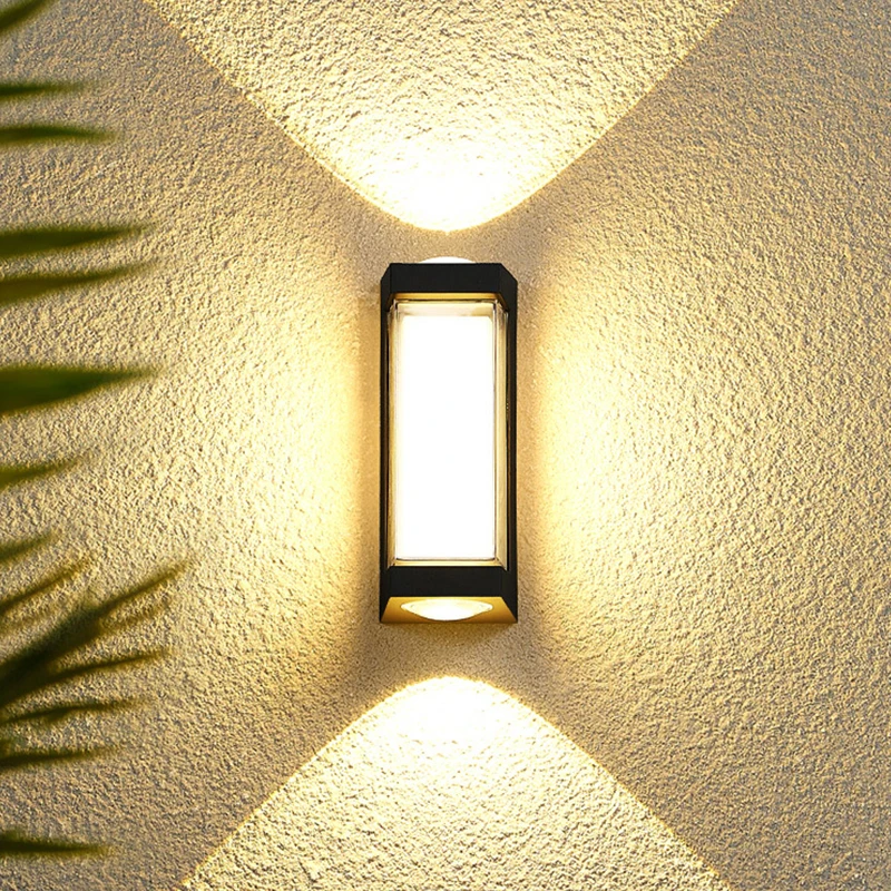 Modern LED Outdoor Wall Lamp with IP65 Rating Aluminum Upper and Lower Decorative Lighting for Porch Wall Lamp