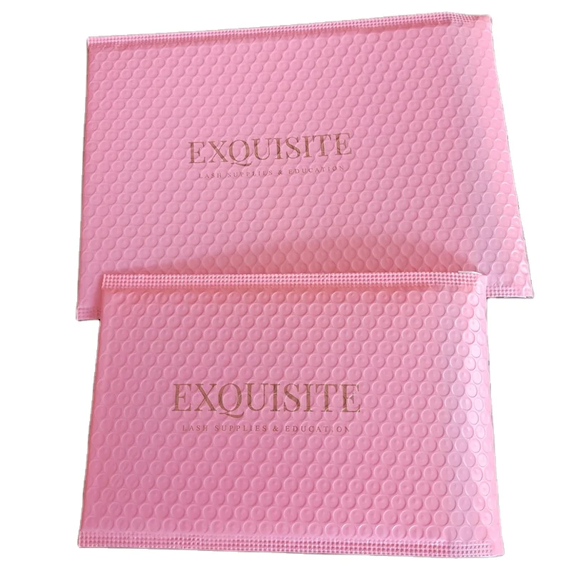 Customized Pink Packing Printed Logo Shipping Mailer Mailing Bags Compostable Bubble Envelope Accept Custom Size and Logo 50 Pcs