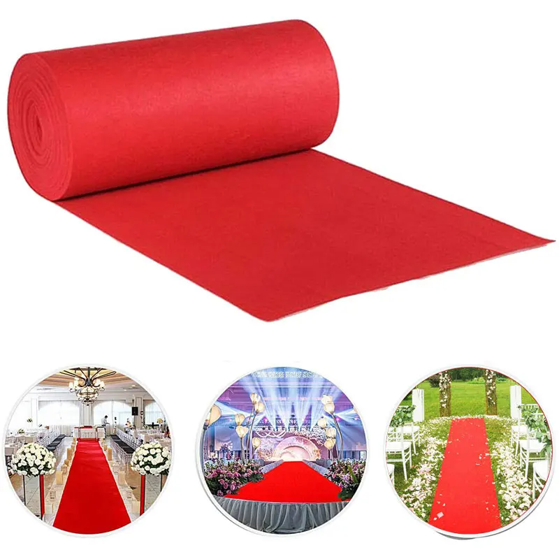 Lowest Price Felt Fabric Roll Pieces Industrial Felt Polyester Non Woven Colorful felt carpet wedding disposable red carpet
