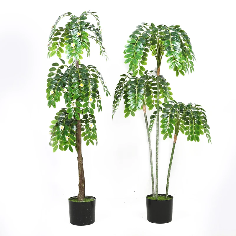 2m/6ft 1.2m/3ft High Quality Decorative Topiary Greeny Money Tree Plants Artificial Bonsai for Home Office Centerpiece