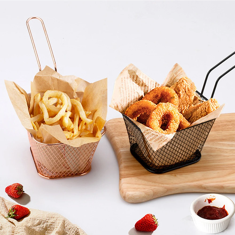 Restaurant Home Kitchen Iron Mesh French Fry Basket French Chip Serving Strainer/Colander for Frying Food in Oil