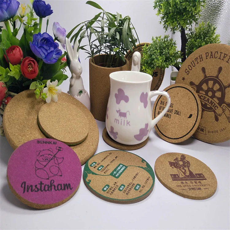 Wholesale Price Heat Resistant Pad Wood Round Shape Cork Coaster Tea Drink Wine Coffee Cup Mat Pad