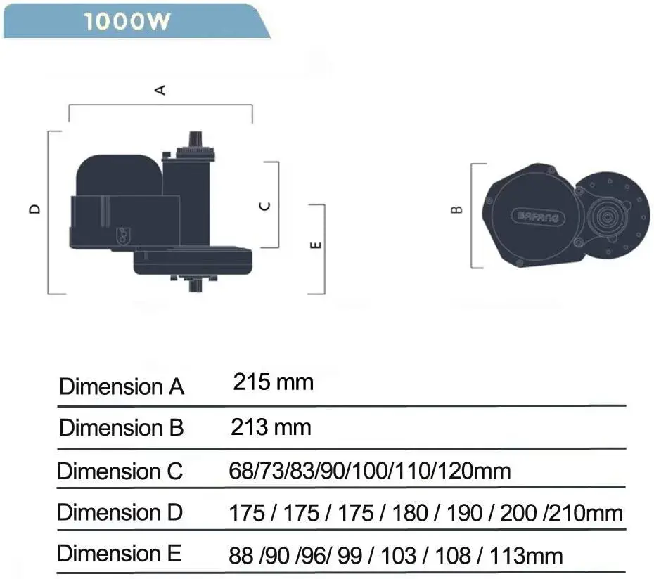 BLJ BAFANG Electric Bike 1000W BBSHD Mid Drive Motor Kit Electric Bicycle Conversion Kit with Optional 48v 52v Lithium Battery