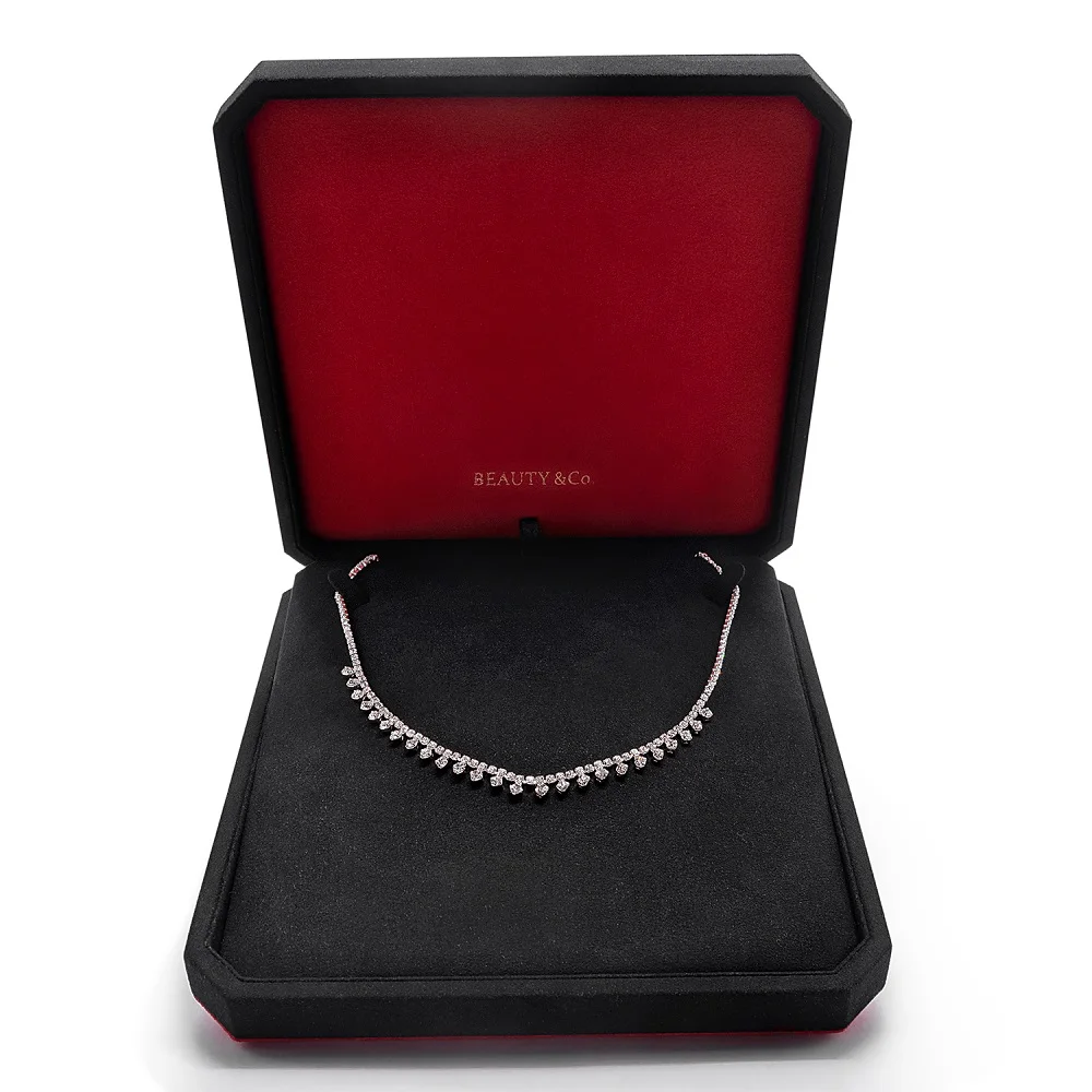 Wholesale Custom Luxury Large Necklace Ring Bracelet Earring Boxes Simple Square Pattern Plastic Fabric Jewelry Boxes Hot Sale