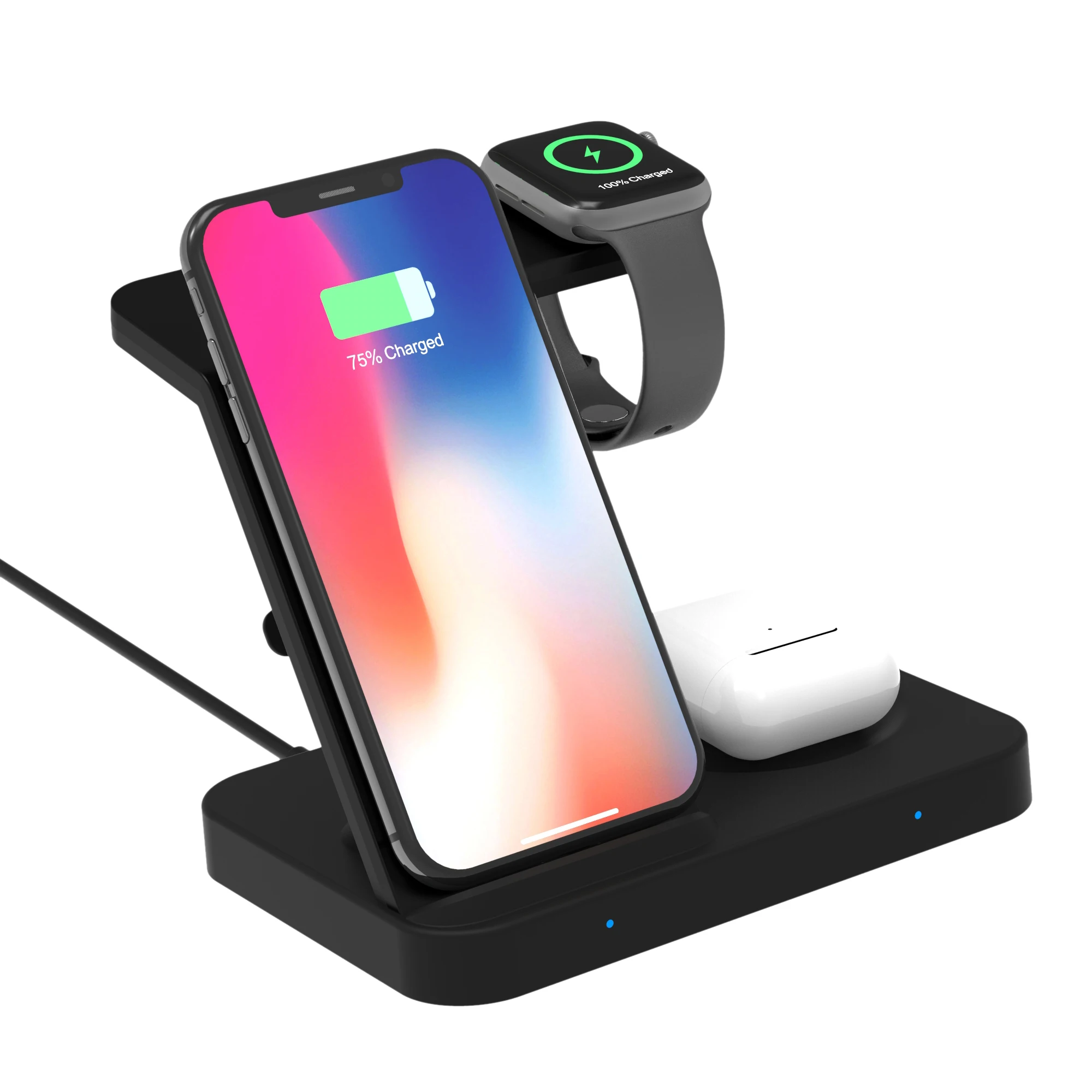 Wholesale QI 3 in 1 Wireless Charger Mobile Phone Holder Suitable for Apple Watch Headset 15W Fast Charge