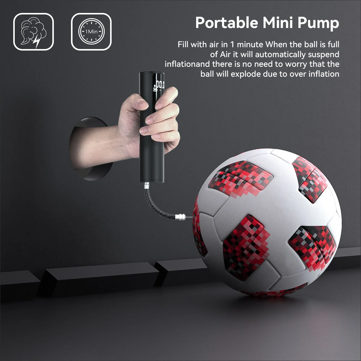 Electric Ball Pump, Smart Air Pump Portable Fast Ball Inflation with Precise Pressure Gauge for Sport Balls Football Basketball