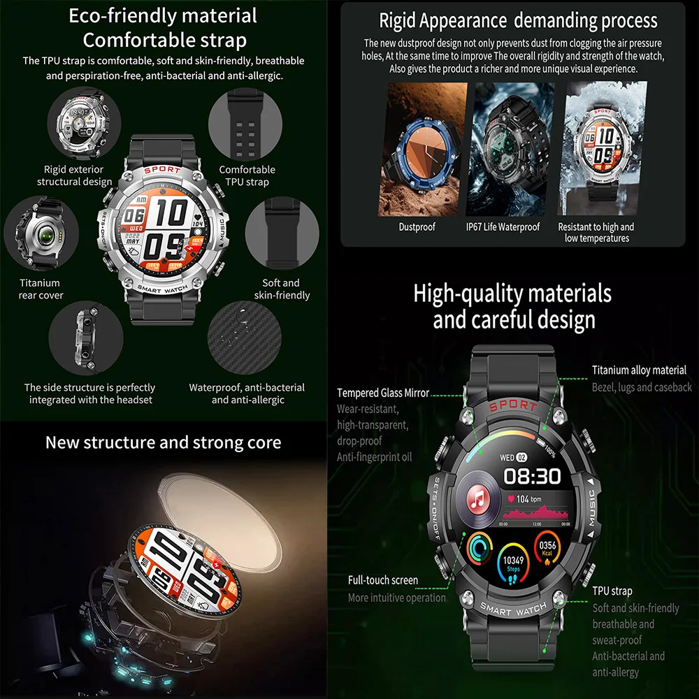 T96 BT Call Tws 2 In 1 Earphone Smartwatch With Earbuds Heart Rate IP67 Waterproof Sport Smart Watch Tws Earphone