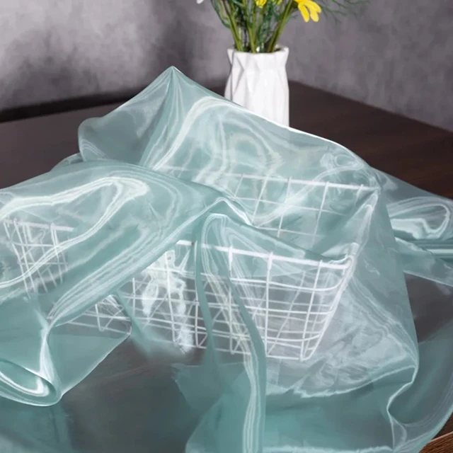 
RPET High Quality Liquid Texture Gloss Water Light Yarn Soft Silky Organza Fabric 