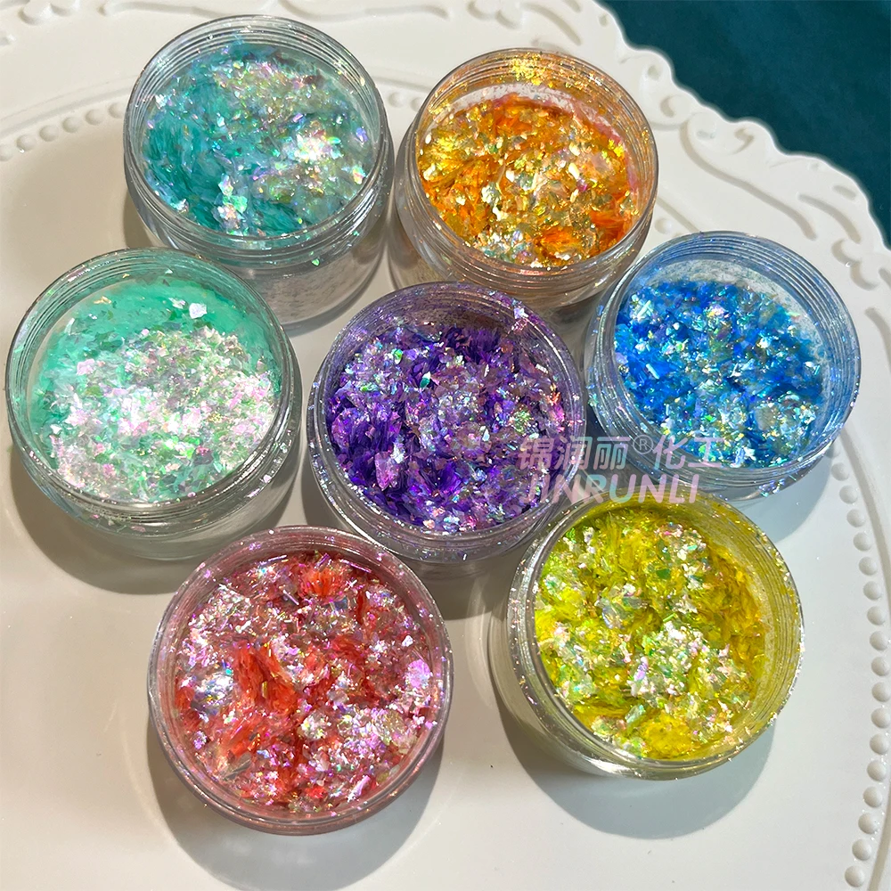 Jinrunli bulk glitter aurora chameleon pigment flakes opal pigment powder for resin