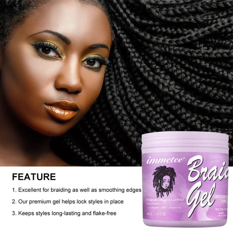 Braiding Gel Extra Hold Custom Loc N Twist Gel Organic Smooths Anti Frizz Hair Molding Braid Gel
