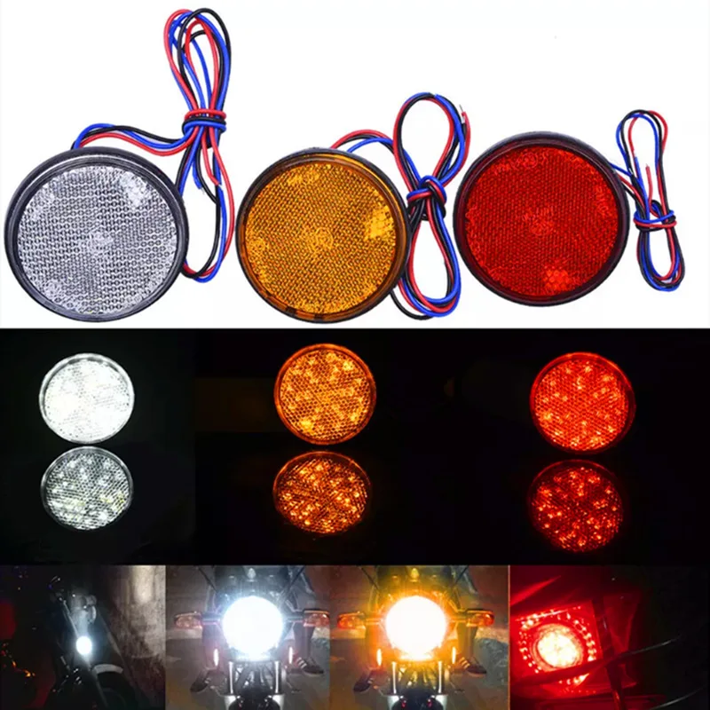 M0104 1pcs Motorcycle 24LED Reflector Electric Vehicle LED Driving Brake Light Waterproof License Plate