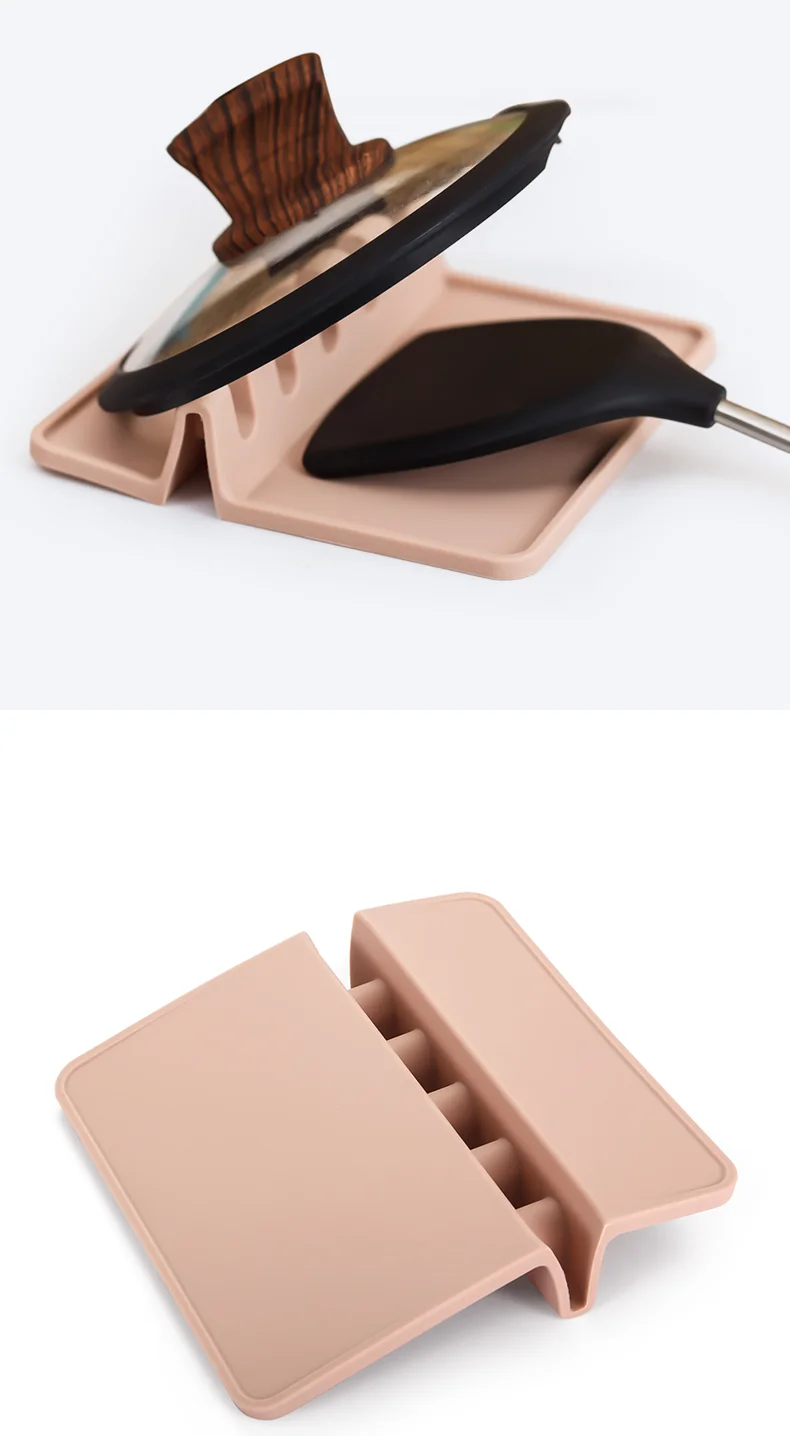 
wholesale high quality new bpa free multiple color non stick silicone spoon utensils rest holder mat 
