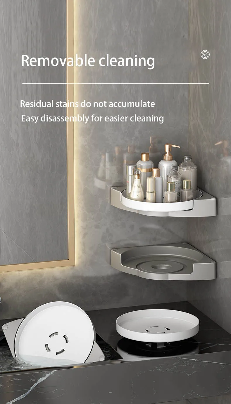 Wall- mounted 360 rotating corner shower shelf shower organizer