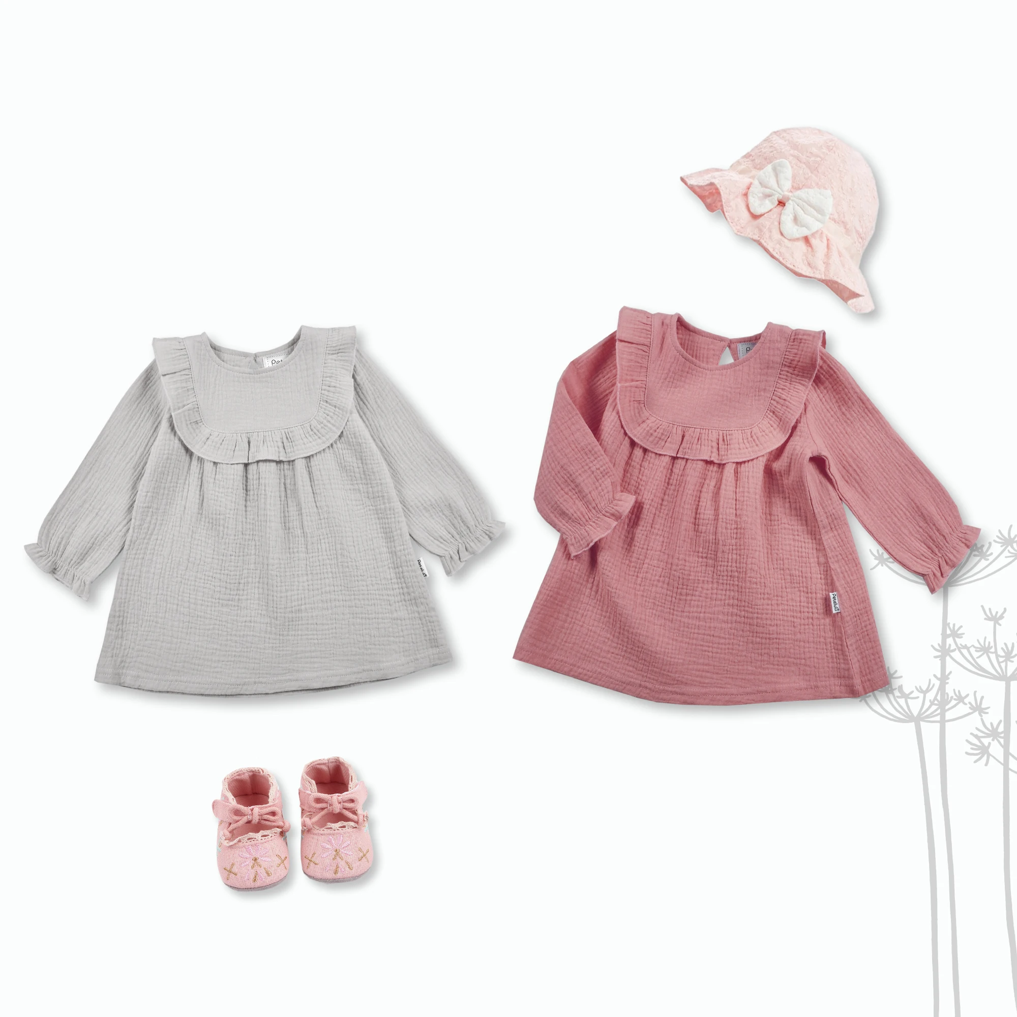Hot Sale Linen Dress Baby Kids Frock Designs Pictures Wholesale Fashion Baby Clothes Girls Muslin Dress Summer Mini 360 Cotton