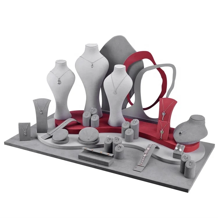 new high quality custom suede micro fibre jewelry display for ring pendant earring bracelet necklace display stand