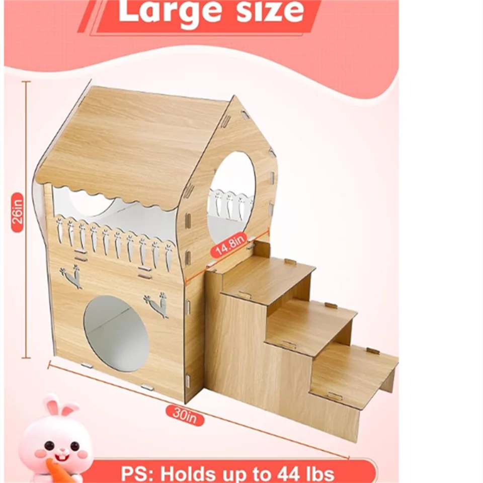 Modern Home Decor Cat Furniture Cute Wooden Peg Dolls in Angel & Home Shape Polished Engraved Cat House & Hamster House Toys