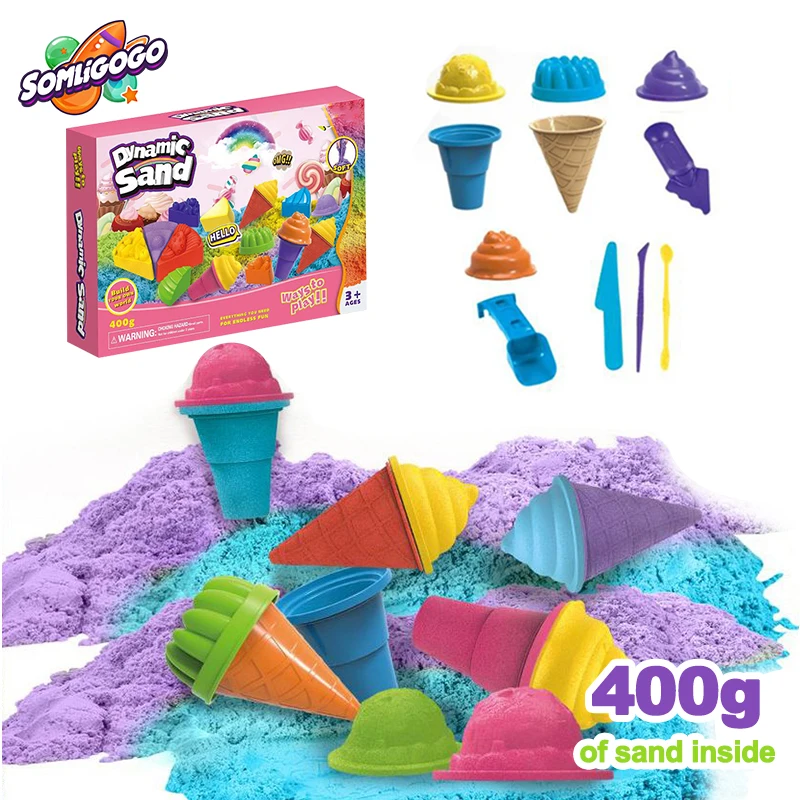 SL 400g Magic Beach Sand Kit Space Sand Toys With plastic Mold For Kids Indoor Outdoor Play