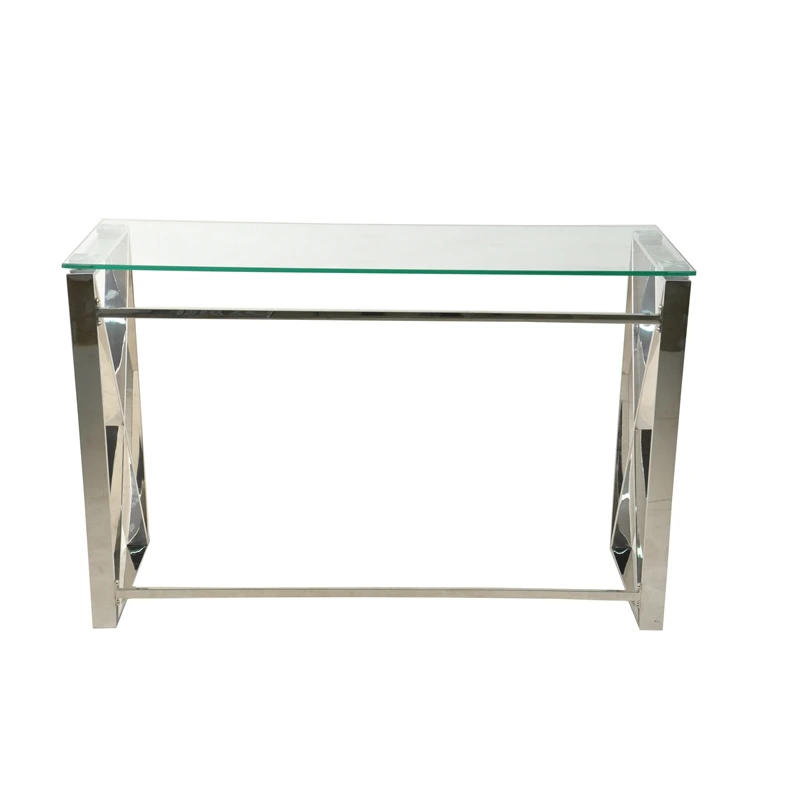 Scandinavian design transparent rectangular stainless steel legs high coffee table for living room bedroom computer balcony use
