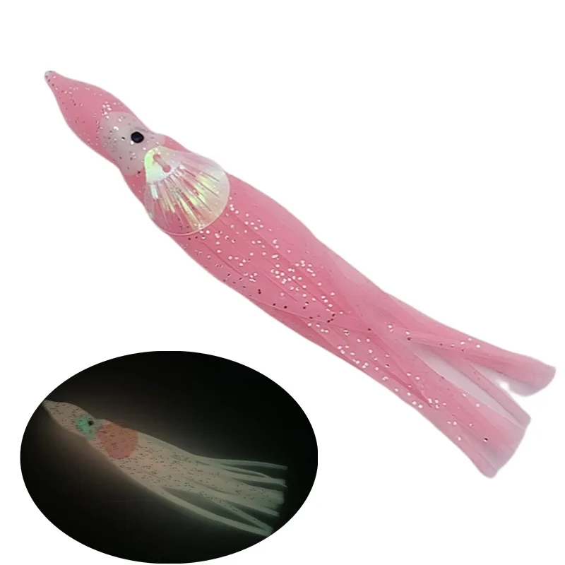 New 12cm Luminous Squid Skirt Octopus Skirts Fishing Soft Bait With Scales Trolling Lures