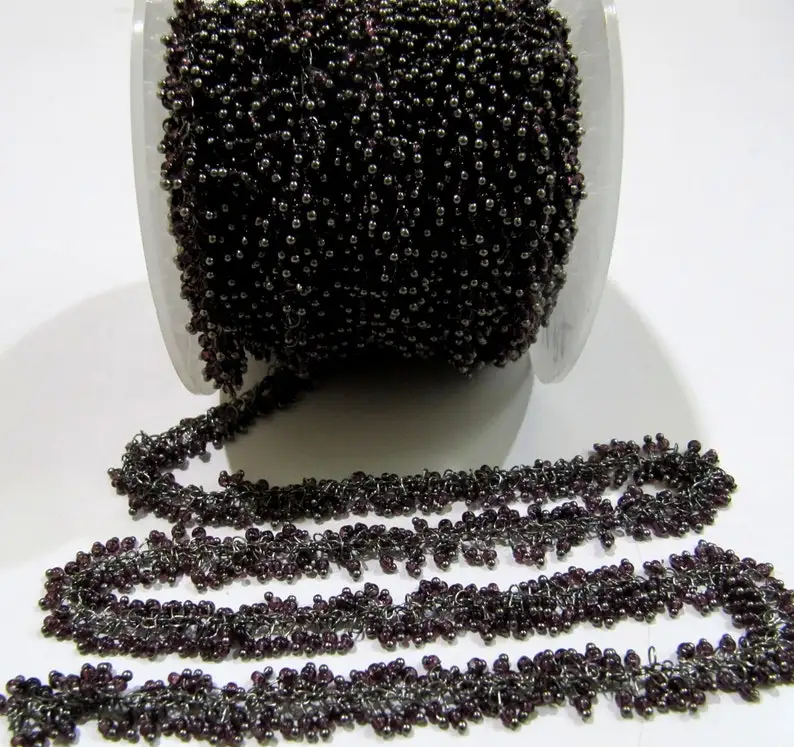 Amethyst Hydro Quartz Rondelle Plain Smooth Crystal 2mm Beads chain Grape Beaded Cluster Dangling Chain sold per foot Wholesale
