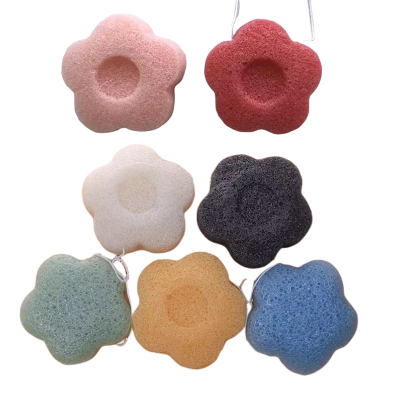 Hot Wholesale 100% Natural Konjac Facial Wash Cleaning Konjac Beauty Sponge with custom packaging