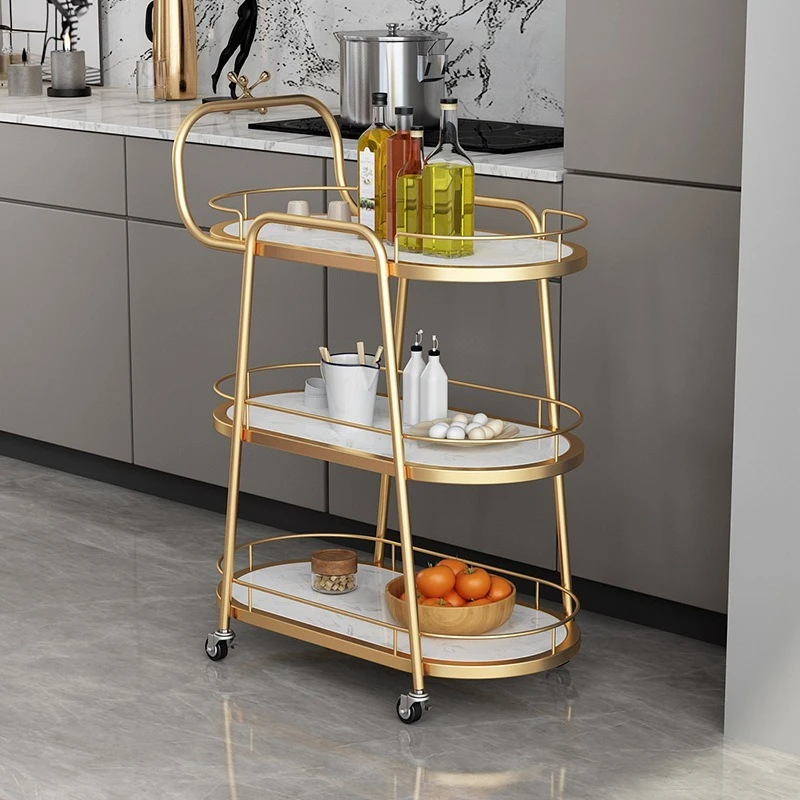 Hotel commercial three-storey dining cart trolley household iron mobile restaurant wine and tea cart