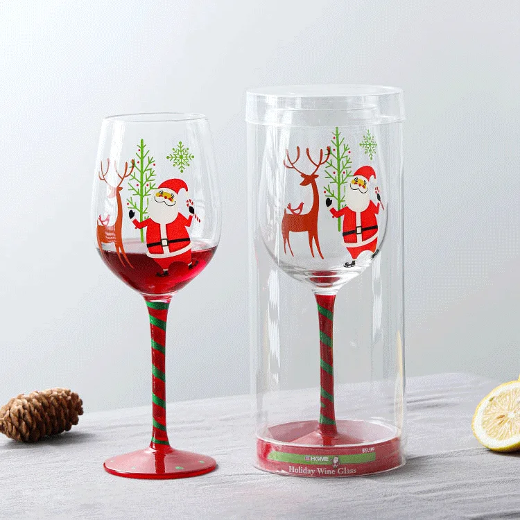 christmas goblet red wine glasses hand painted glass wine cup crystal luxury custom wine glass