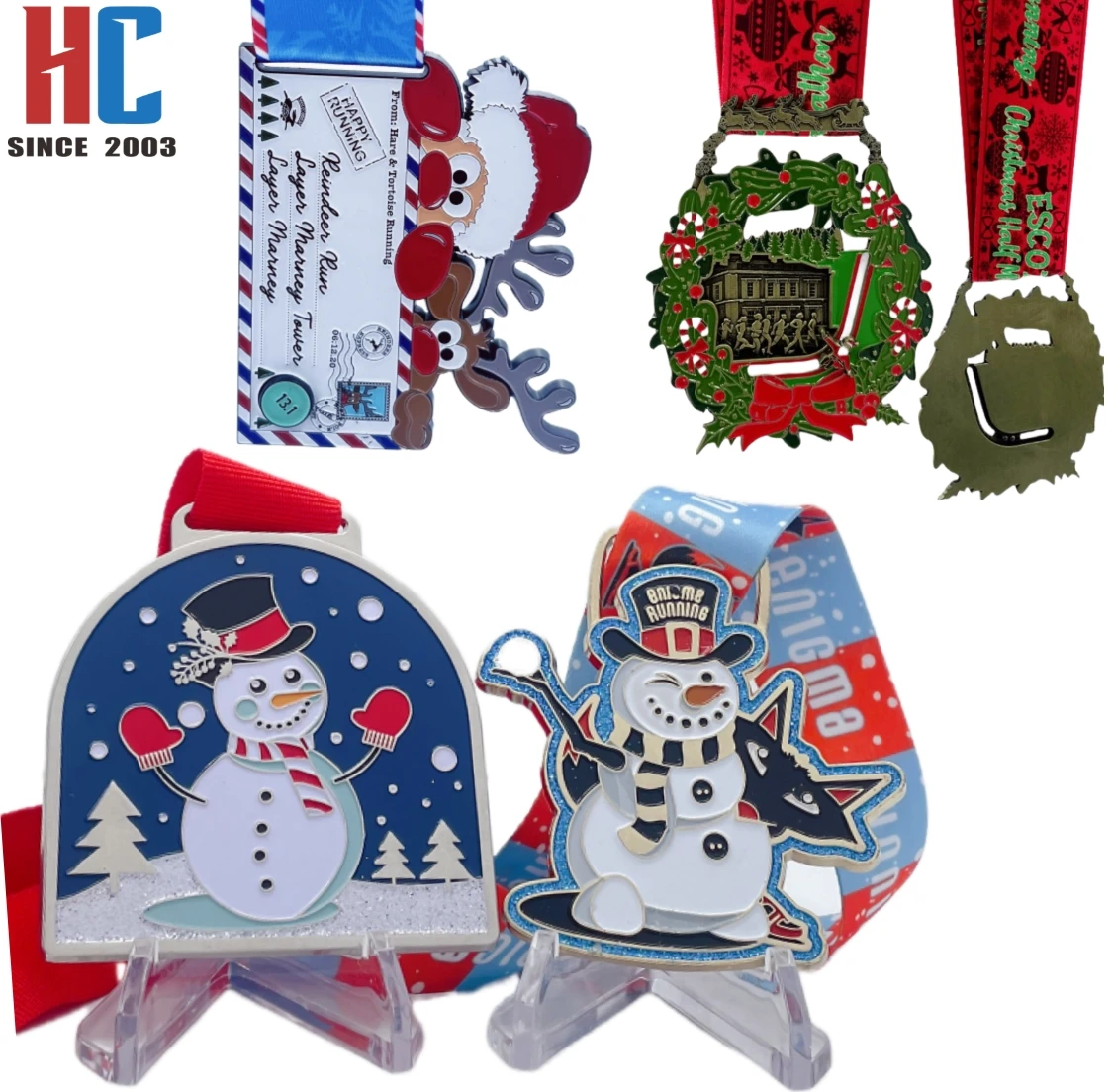 20 Years Factory Custom Christmas Festival Marathon Glitter award Medals For Winner