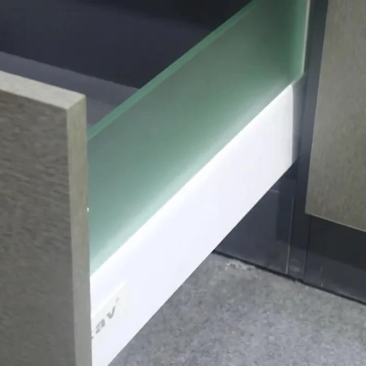 Silence Double Wall Full Extension Kitchen Drawer System Soft Close Push To Open Frosted Glass Drawer Slide