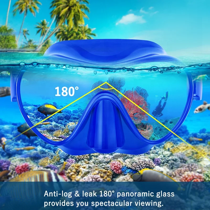Adult Scuba Diving Mask Snorkel Diving Equipment Goggles Anti Fog Frameless Diving Mask Underwater Prescription Snorkeling Mask