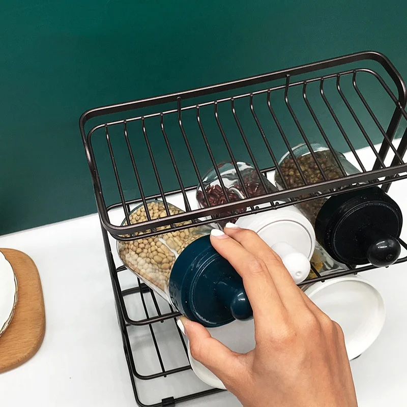 Kitchen supplies spice shelf floor countertop spice rack iron multi-layer storage rack