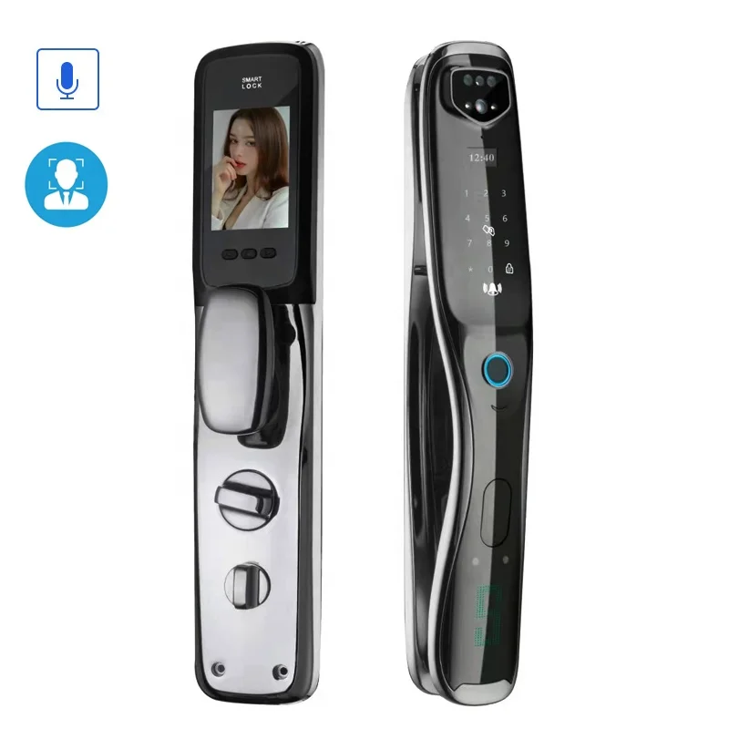 3D face Recognition with visual intercom Home Security intelligent Password Lock Full Automatic Fingerprint Locks wifi APP phone