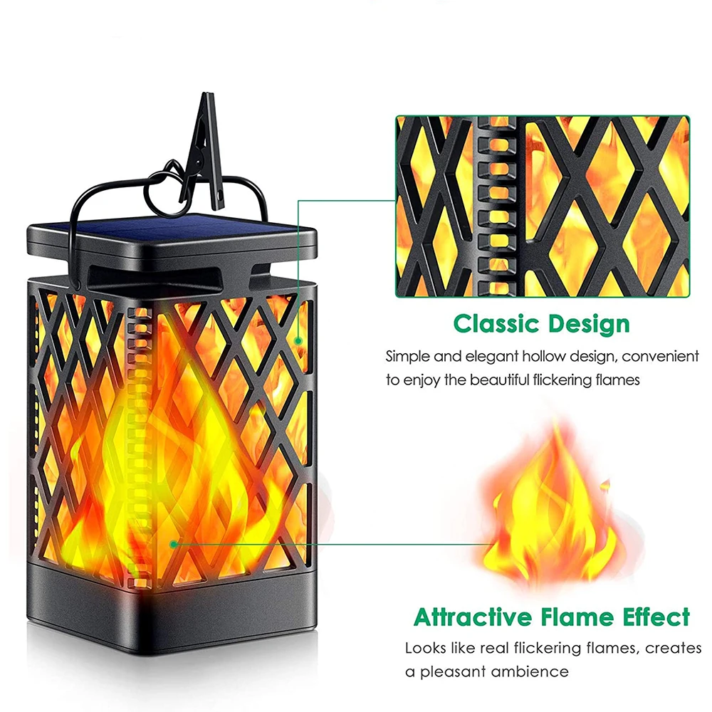 Flameless Hanging Dancing Flickering Flame Led Solar Decorative Plastic Led Candle Lantern