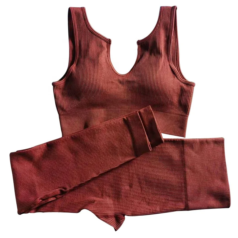 
Seamless Gym Wear Set Ribbed Styles Yoga Set Advanced Color Outdoor Fitness Workout Sets For Women Gym Fitness 