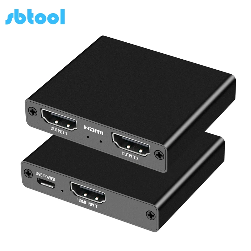 4k hdmi splitter 1 in 2 out for dual Monitors Duplicate 1x2 HDMI Splitter 1 to 2 Amplifier for Full HD 1080P 3D with HDMI Cable