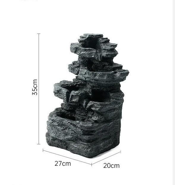 Modern Style Outdoor Polyresin Waterfall Water Fountain with LED Lights Solar Pump All-Season 45-60 Days Support Garden Ornament