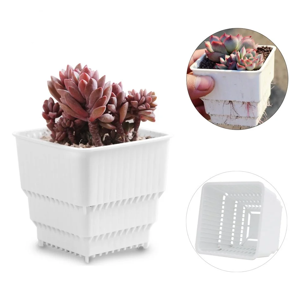 
Plastic Square Nursery and Seedling Pot Container Seed Starting Transplant Planter with Drain Hole for Succulents 